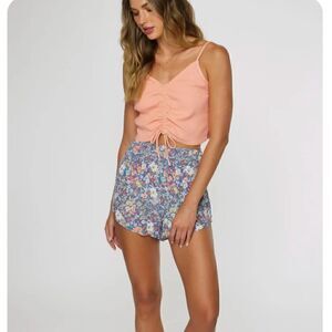 O'Neill Marta Ruched Stretch Cotton Crop Top Camisole, size Large, NWT